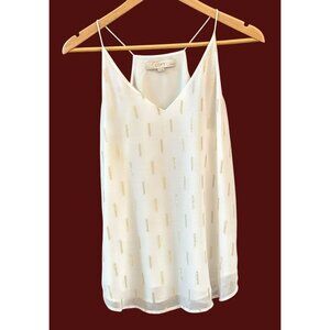 Ann Taylor Loft White Gold Spaghetti Strap Camisole Top Sz SP Ethereal Summer